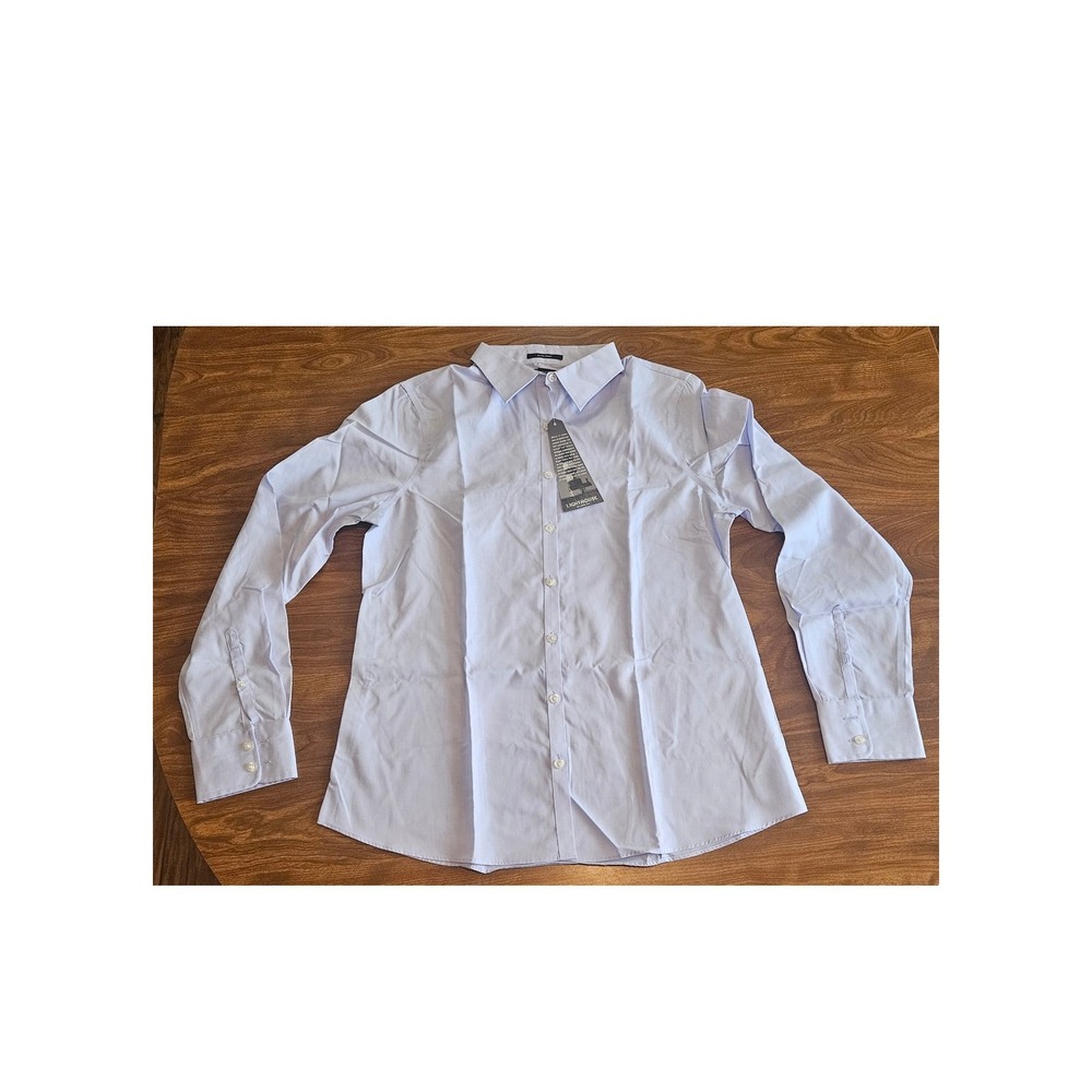 Lands End Mens Dress Shirt No Iron Supima Light‎ Blue Long Sleeve